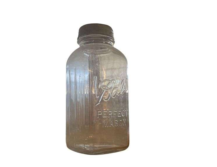 Ball Mason Jar With Glass Lid 6.5 Inches Tall image