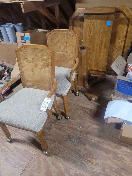 Wooden Table w/ Leaf and 2 Chairs image