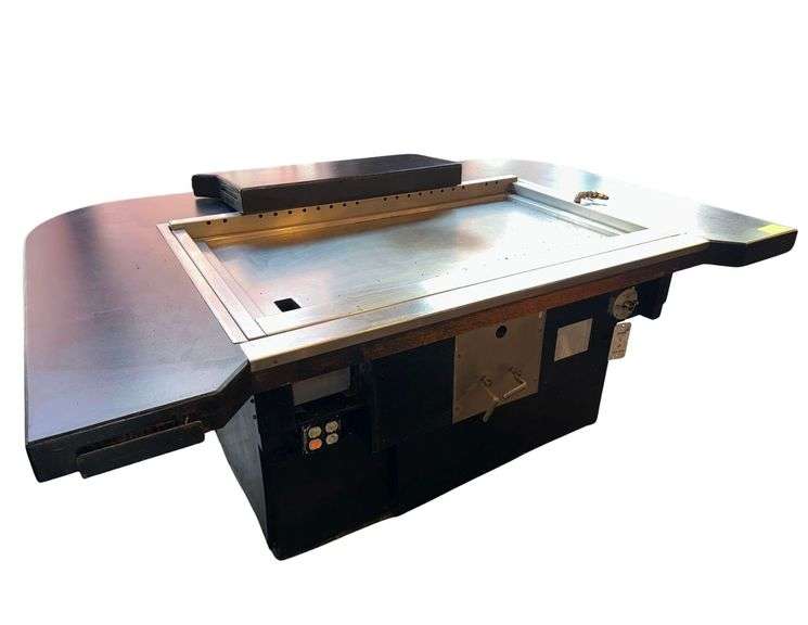 Commercial Smokeless Hibachi Flat Top Griddle - (55" x 32" Griddle Only) (86" x 55" x 42" w/ Table) - Built In Ansul System - Loren Cook Co. CPV Centrifugal Vent Unit w/ Backward Inclined Aluminum Wheel (Model 1200PV) image