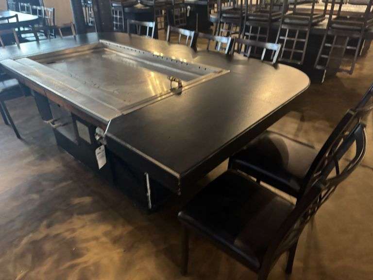 Commercial Smokeless Hibachi Flat Top Griddle - (55" x 32" Griddle Only) (86" x 55" x 42" w/ Table) - Built In Ansul System - Loren Cook Co. CPV Centrifugal Vent Unit w/ Backward Inclined Aluminum Wheel (Model 1200PV) image