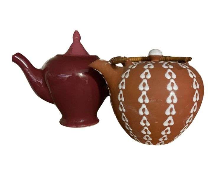 2 Ceramic Tea Servers 7 and 6 Inches Tall image