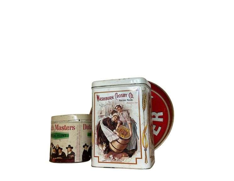 Dutch Masters Vintage Tin Can - Washburn Crosby Co. Vintage Tin - Iron City Beer Serving Tray image