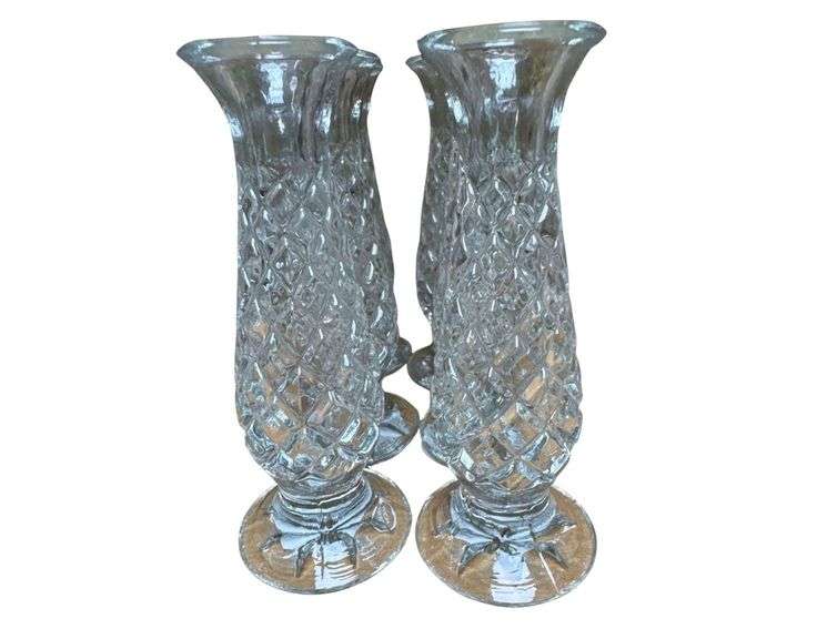 5” Pressed Glass Vases - lot of 6 image