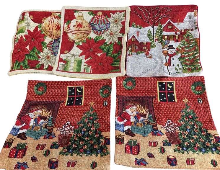 5 Christmas Theme Woven Throw Pillow Cases image