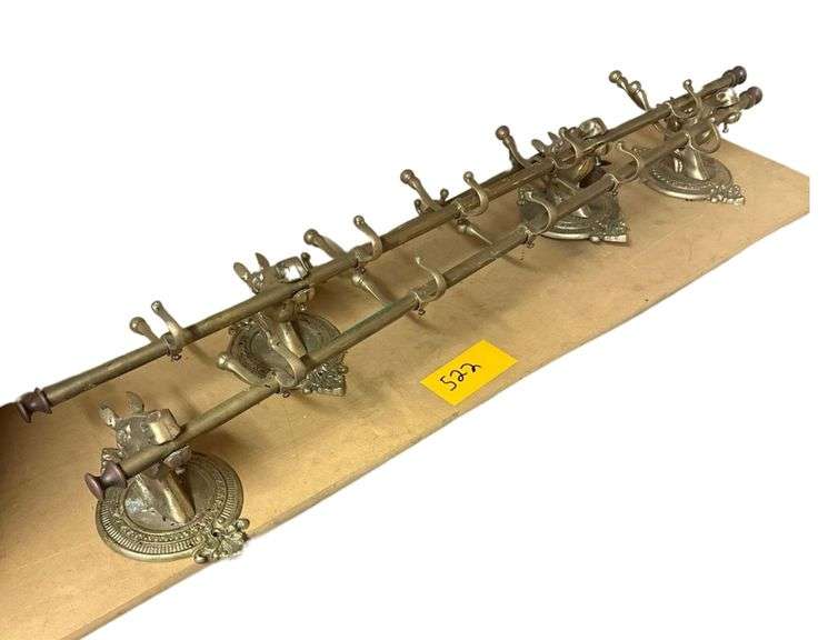 Mid 20th Century Brass Horse Head Coat Racks - 38” L. image