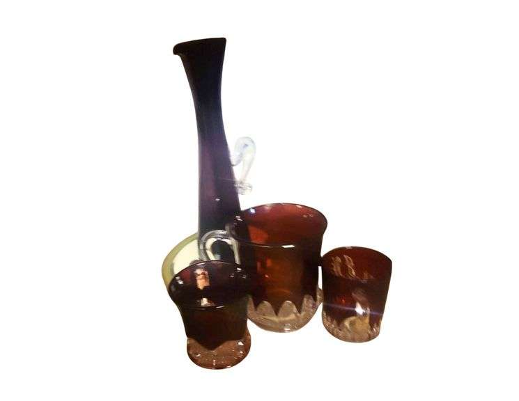 Various Vintage Glassware and Vintage Hand Mirror image