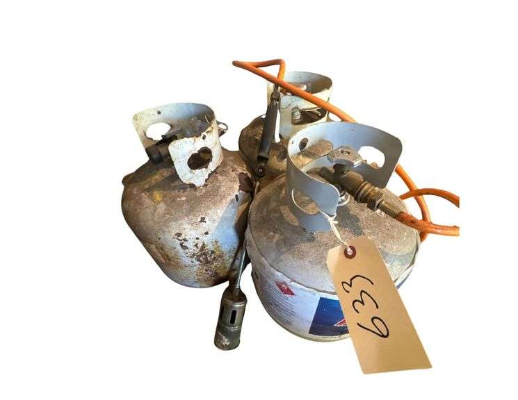 3 Propane Tanks (empty) - One Including Torch Attachment image