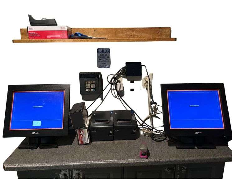 Extensive Point Of Sale (POS) System - 6 NCR Monitors, Epson & Star Label/ Receipt Printers, HP Cash Registers, iPads, Lenovo Pads - SEE PHOTOS image