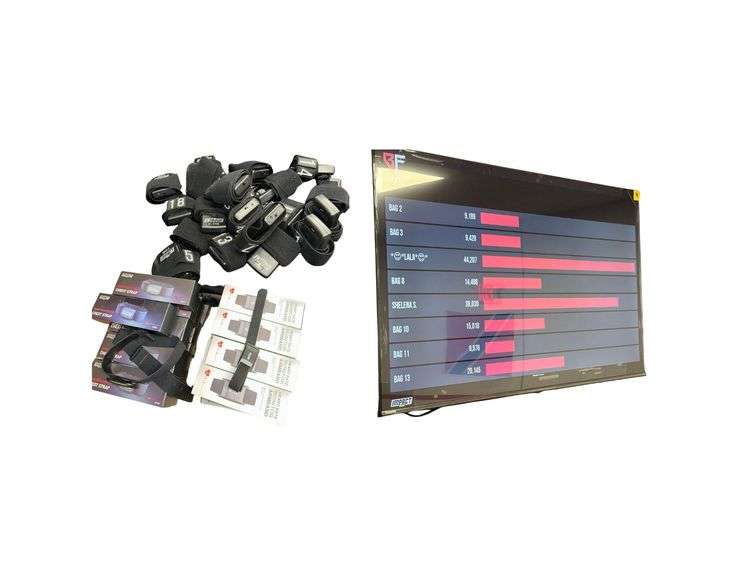 Impact Wrap Striking Tracker System - Includes 20 Impact Trackers, 17 Armband Heart Rate Monitors, & 18 Chest Strap Heart Rate Monitors, 3 Bag Servers for TV Display - TV not included image