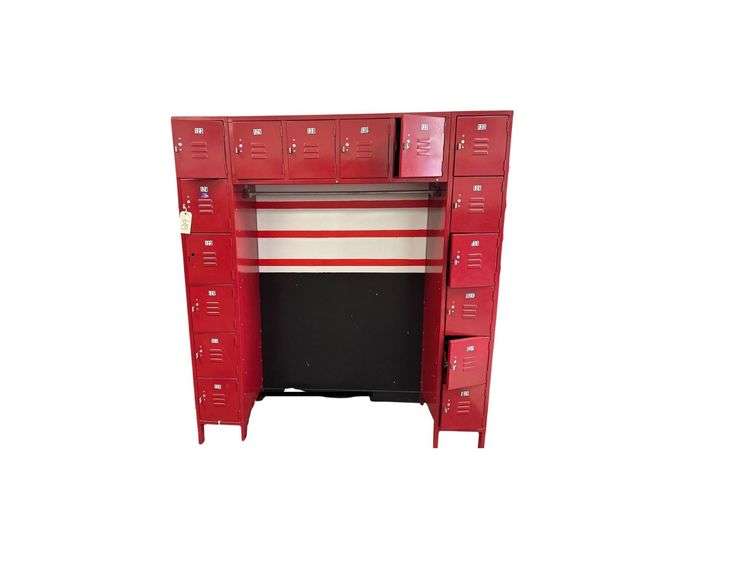 Steel Lockers- 16 Units- 6’L. X 6’H. - Contents & paper Towel Rack Not Included image