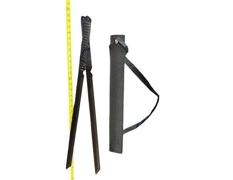 Double Sword Set Full Tang 28" Ninja Sword Set Tanto Blade w/ Etched Blade - Neros Edge image