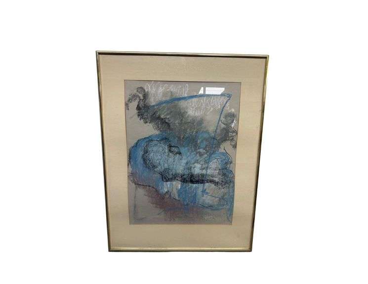 Abstract Expressionism Style Framed Pastel On Canvas - Velma 1986 - 24" x 32" image