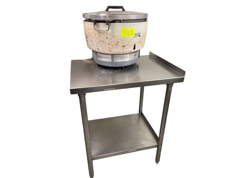 Stainless Steel Table 24x30x36 Inches With A Avantco Rice Cooker and Pot image