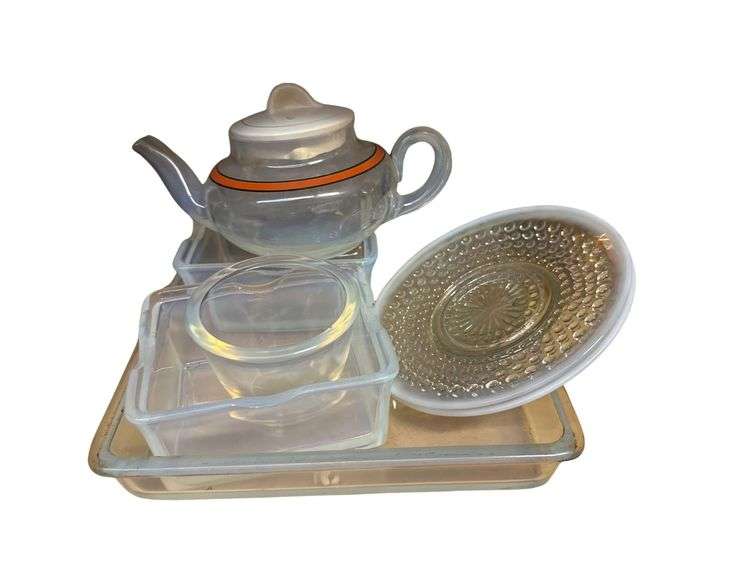 Spasso Savo Oven Fry Glass - Ancor Hocking Moonstone Hobnail Saucers image
