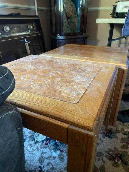 2 Wooden End Tables 26x23x19 Inches image