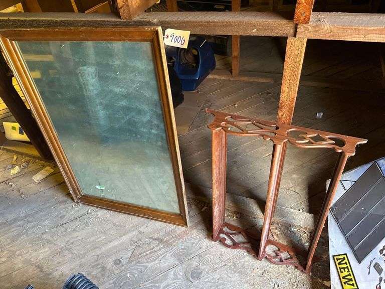 Wooden Wall Shelf & Mirror (34" x 46") image