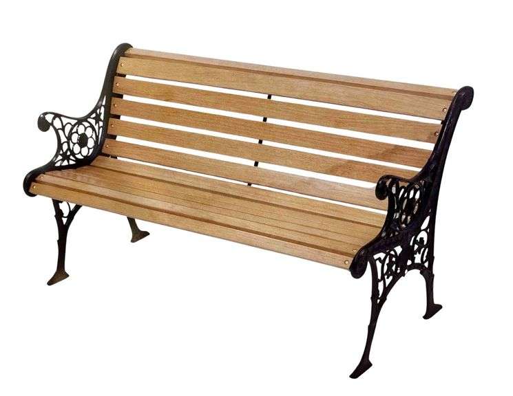 Outdoor Comfort 50" Park Bench - 12 Slat Wood w/ Cast Iron Sides & Legs image