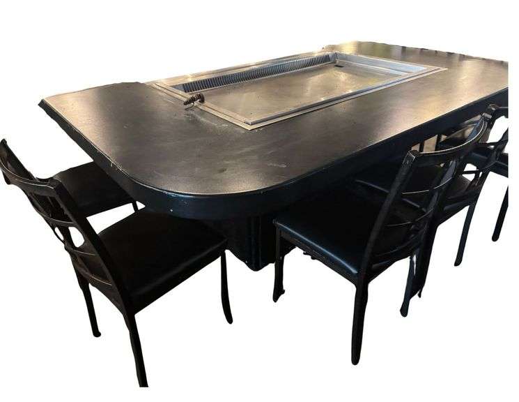 Commercial Smokeless Hibachi Flat Top Griddle - (55" x 32" Griddle Only) (86" x 55" x 42" w/ Table) - Built In Ansul System - Loren Cook Co. CPV Centrifugal Vent Unit w/ Backward Inclined Aluminum Wheel (Model 1200PV) image