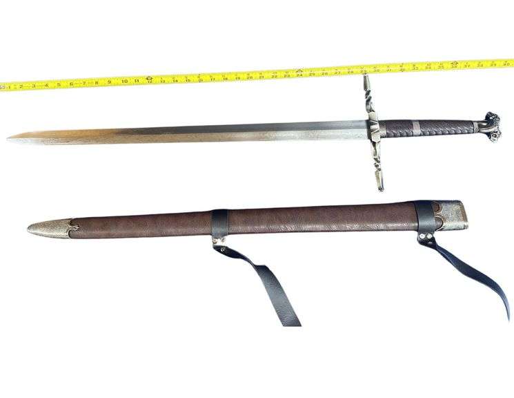 39" Geralt Sword Silver Monster Slayer Medieval Blade Replica with Scabbard image