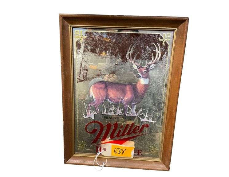 Vintage Miller High Life Mirrored Pennsyvania Sign 15x21 Inches image