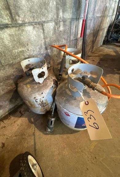 3 Propane Tanks (empty) - One Including Torch Attachment image