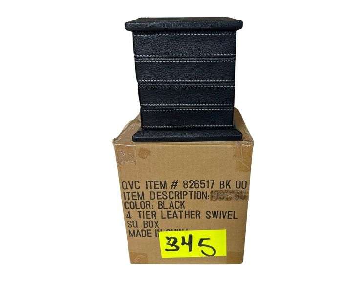 4 Tier Leather Swivel Jewelry Box - 6in. H. image