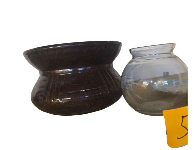 Vintage Collectible 1940s Brown Ceramic Pottery / Vintage Glassware image