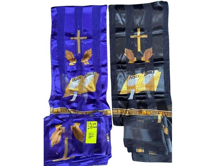 Polyester Jesus Tapestries- 7 Purple and 2 Black image