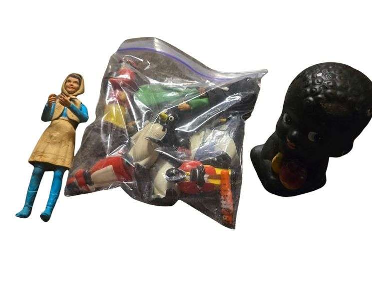 Vintage Toy Doll African Afro American Black Kid Vinyl Spring Shaking Head Rare - Vintage Toys image