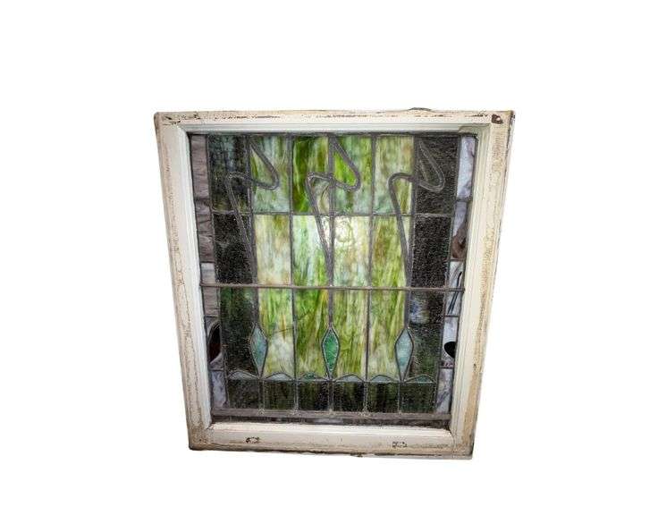 Antique Stained Glass Window - 30 1/2" x 34" image