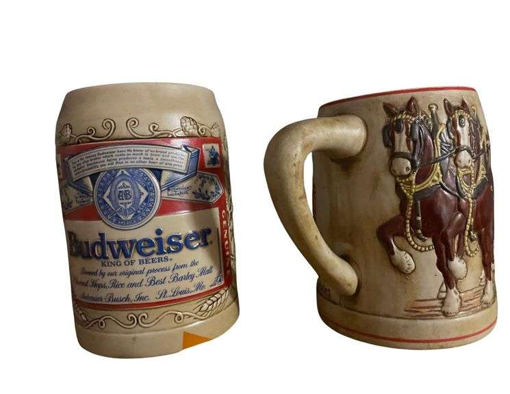 2 Budweiser Beer Mugs 5 and 5.5 Inches image