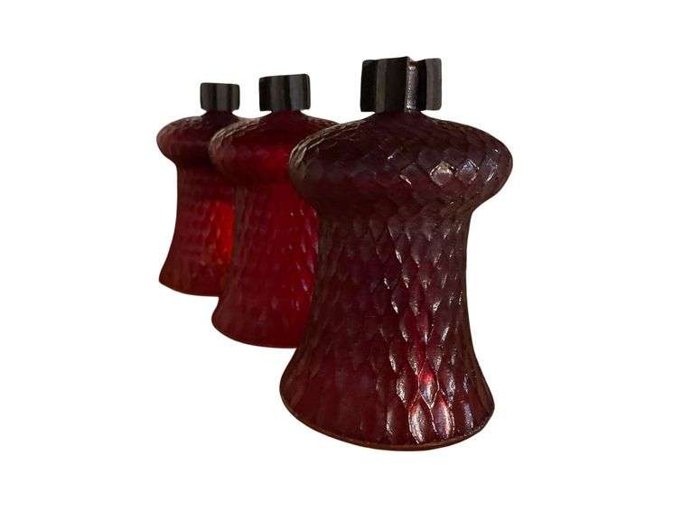 3 Red Glass Candle Holders image