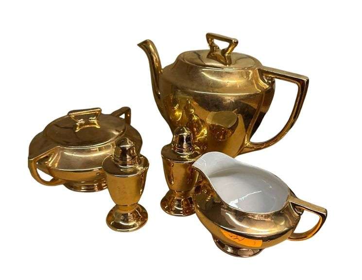 Homer Laughlin Egg Shell Nautilus Gold Set image