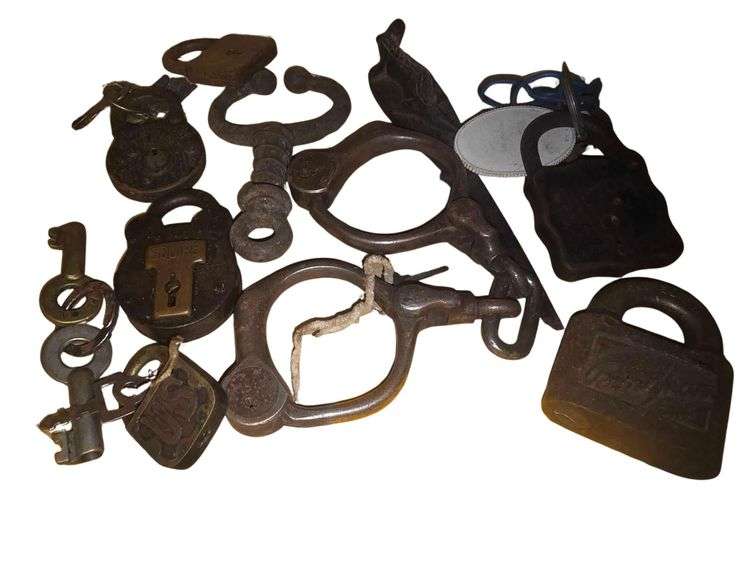 Various Vintage Locks, Keys, and Handcuffs image