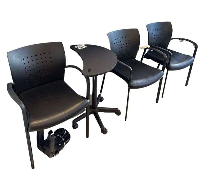 3 - Black Stacking Chairs - 1- Mobile Half Moon Table image