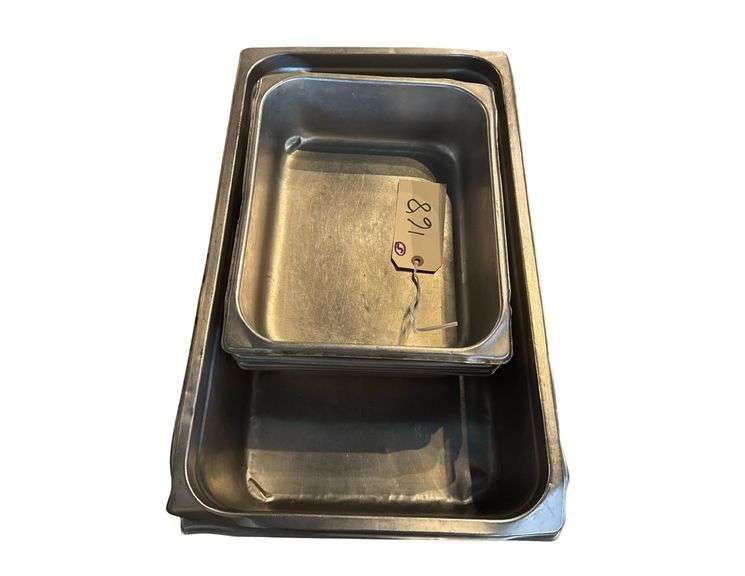 5 Stainless Pans - 2 Full Size And 3 Half Size image