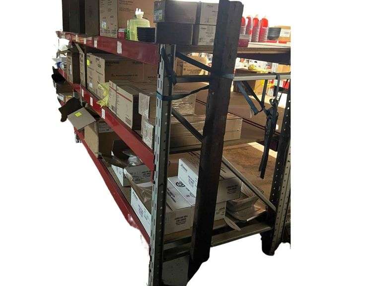 2 Sections of Pallet Racking - 3 Uprights - 6 Shelves - Overall size Approx. 18ft long x 5ft high x 40in deep - Located in Basement - Can Remove After 4pm image