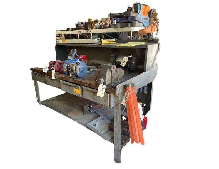 Work Bench wood Top Metal Base 72.5x34x50 Inches image