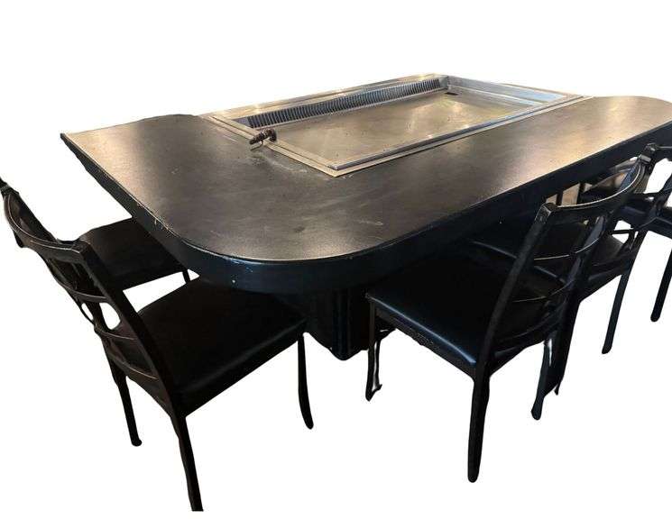 Commercial Smokeless Hibachi Flat Top Griddle - (55" x 32" Griddle Only) (86" x 55" x 42" w/ Table) - Built In Ansul System - Loren Cook Co. CPV Centrifugal Vent Unit w/ Backward Inclined Aluminum Wheel (Model 1200PV) image