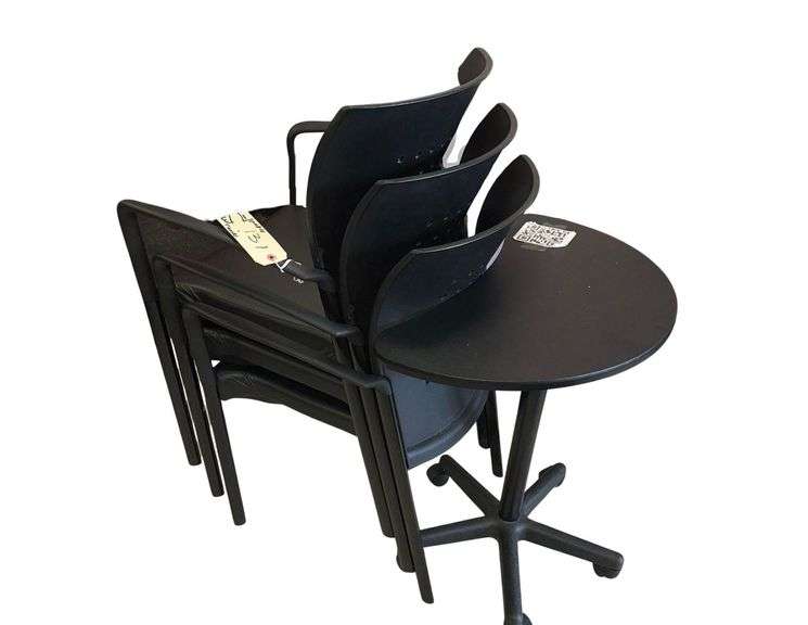 3 - Black Stacking Chairs - 1 - Mobile Half Moon Table image