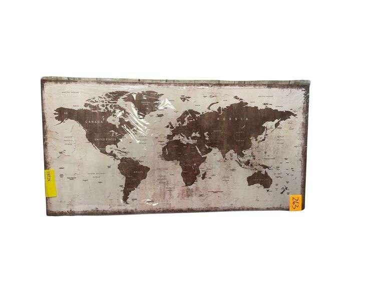 Map Of The World On Canvas- 39” L. Xx19.75” W. image
