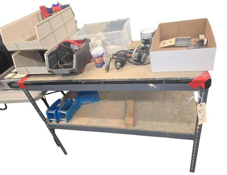 4' W Work Table Various Items Included image