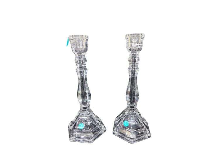 Pair of Vintage Tiffany & Co. Crystal Candle Holders - 9 1/2" Tall - Made in Germany image