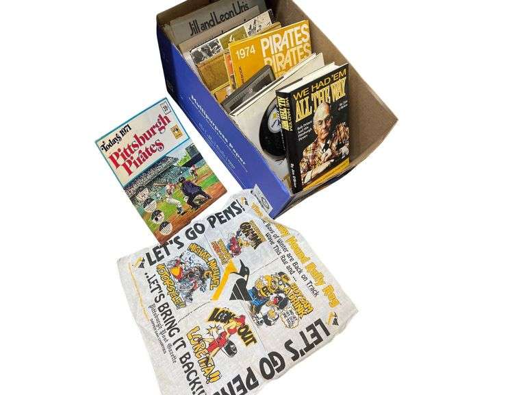 Pittsburgh Penguins Rally Rag With Box Of Sports Books, Bob Prince, Steelers, and 1971 Pirates image