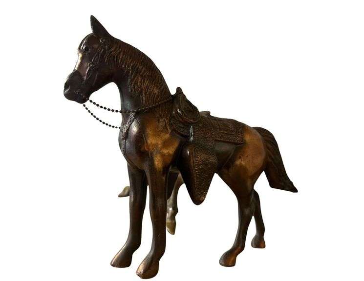 1950 Pot Metal Horse 10” L. - Brass Horse 15” L. image