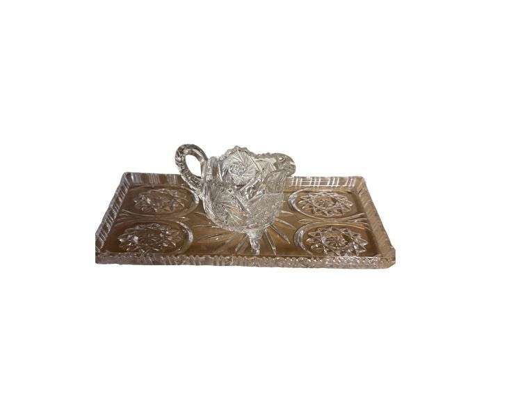 Cut Glass Creamer - Anchor Hocking Glass Tray image