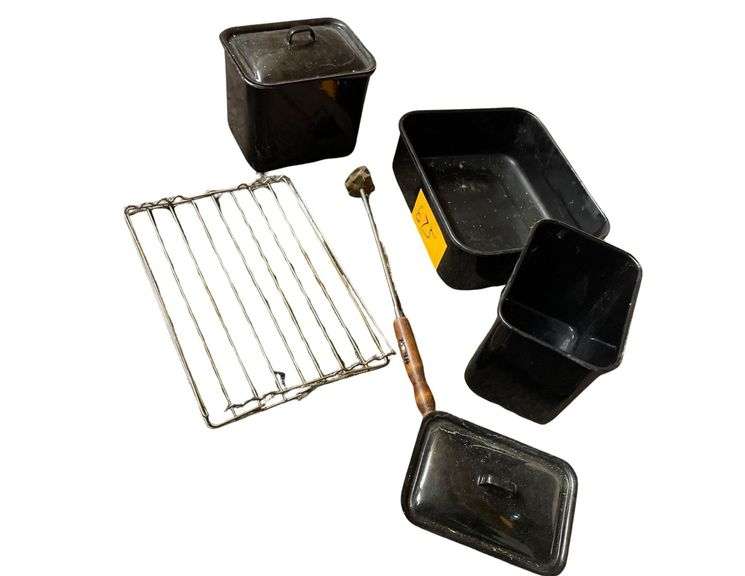 Roasting Rack 13x19 Inches, A Neba Branding Iron Initals R,W,M 3 Piece Roasting Set image