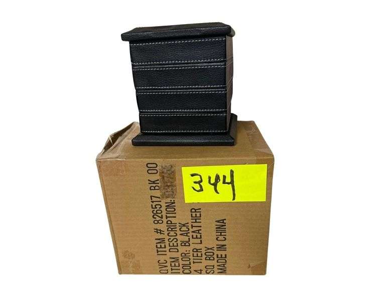 4 Tier Leather Swivel Jewelry Box - 6in. H. image