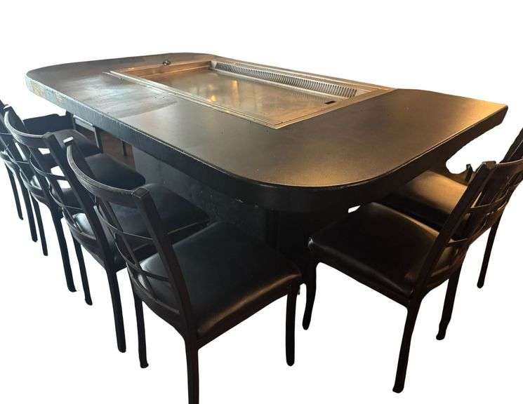 Commercial Smokeless Hibachi Flat Top Griddle - (55" x 32" Griddle Only) (86" x 55" x 42" w/ Table) - Built In Ansul System - Loren Cook Co. CPV Centrifugal Vent Unit w/ Backward Inclined Aluminum Wheel (Model 1200PV) image