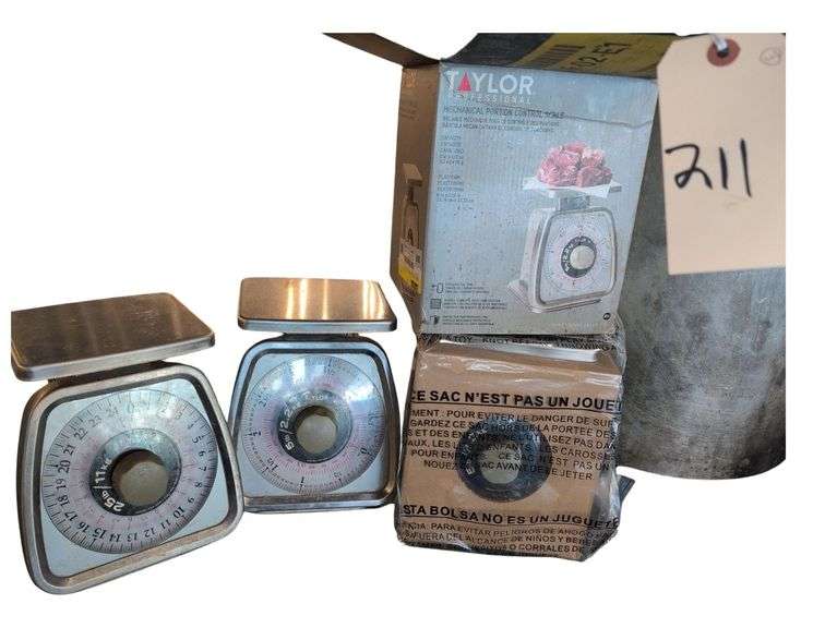 1 Scale 25 lb, 1 Scale 5 lb,  1 Scale 5 lb nib. in image